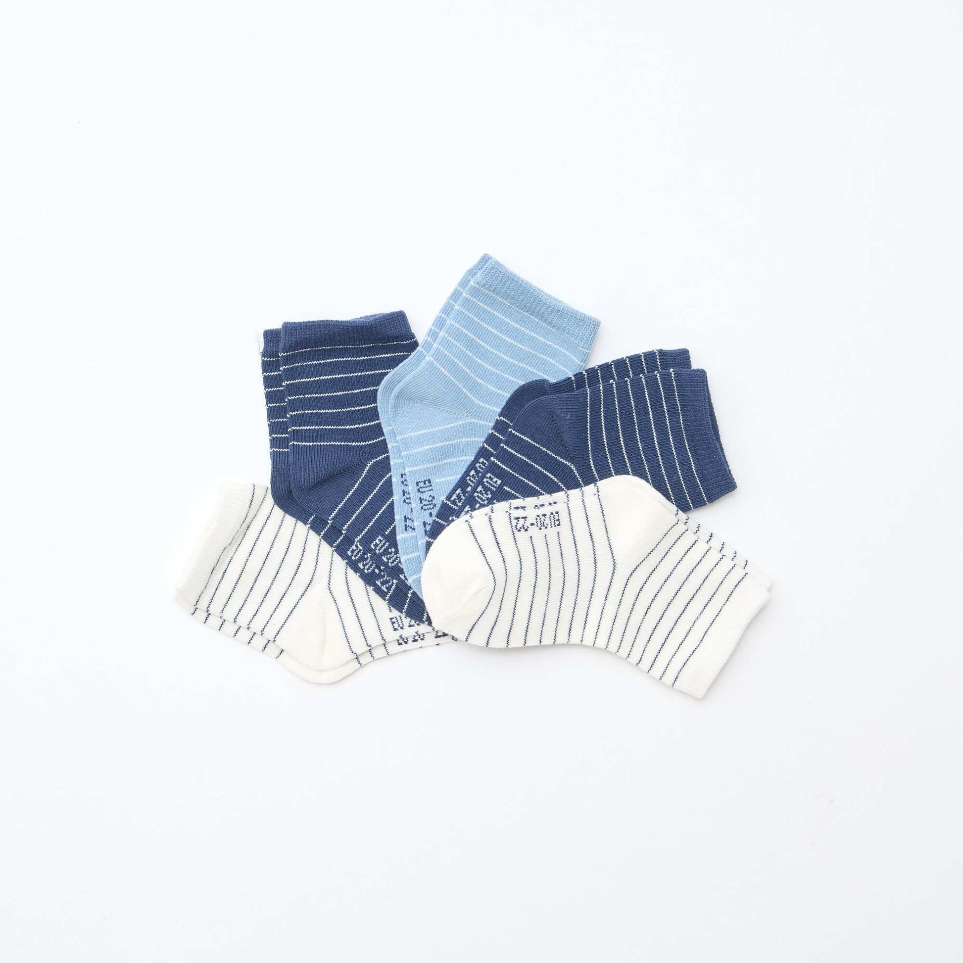 Lot de 5 paires de chaussettes en maille stretch BLEU/BLANC