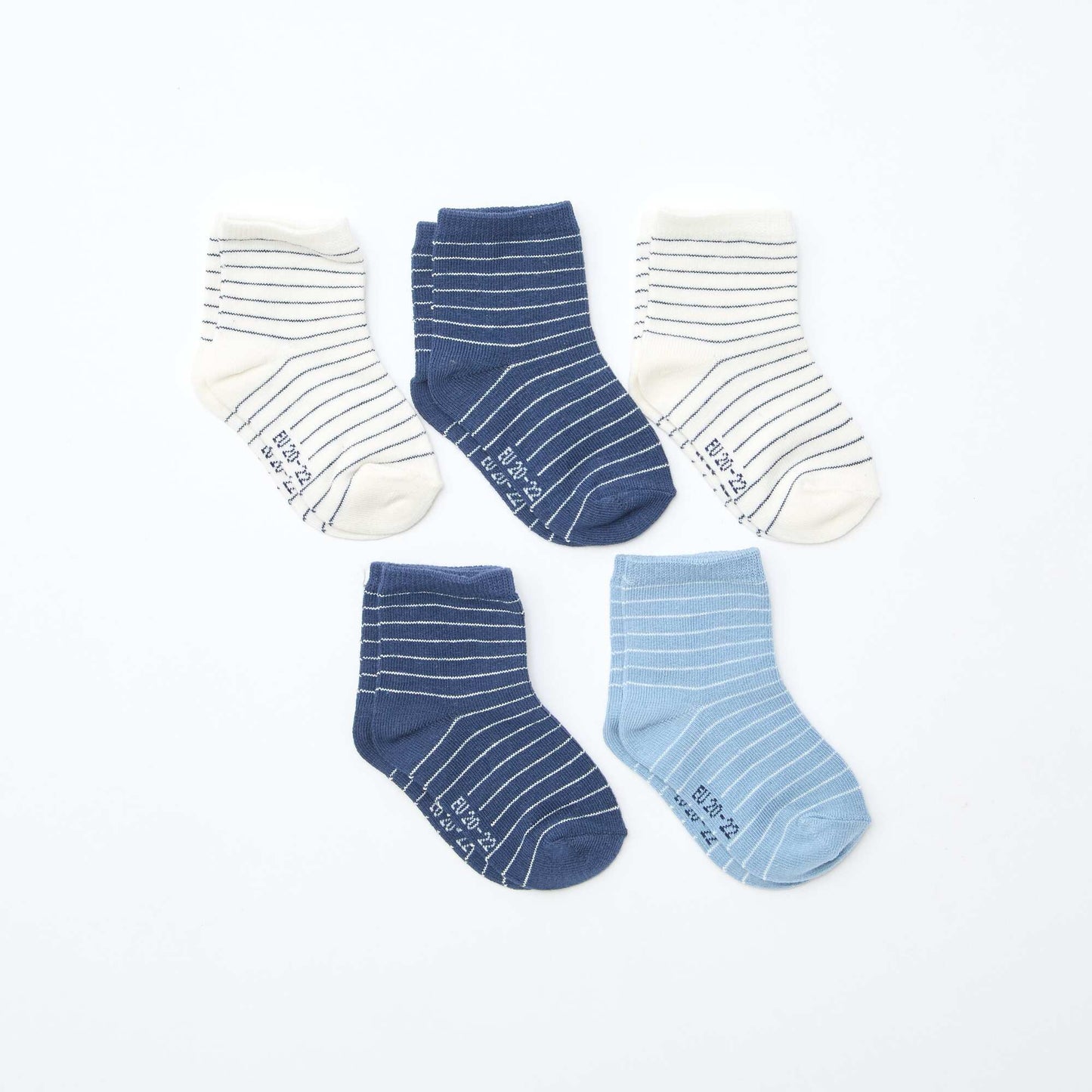 Lot de 5 paires de chaussettes en maille stretch BLEU/BLANC