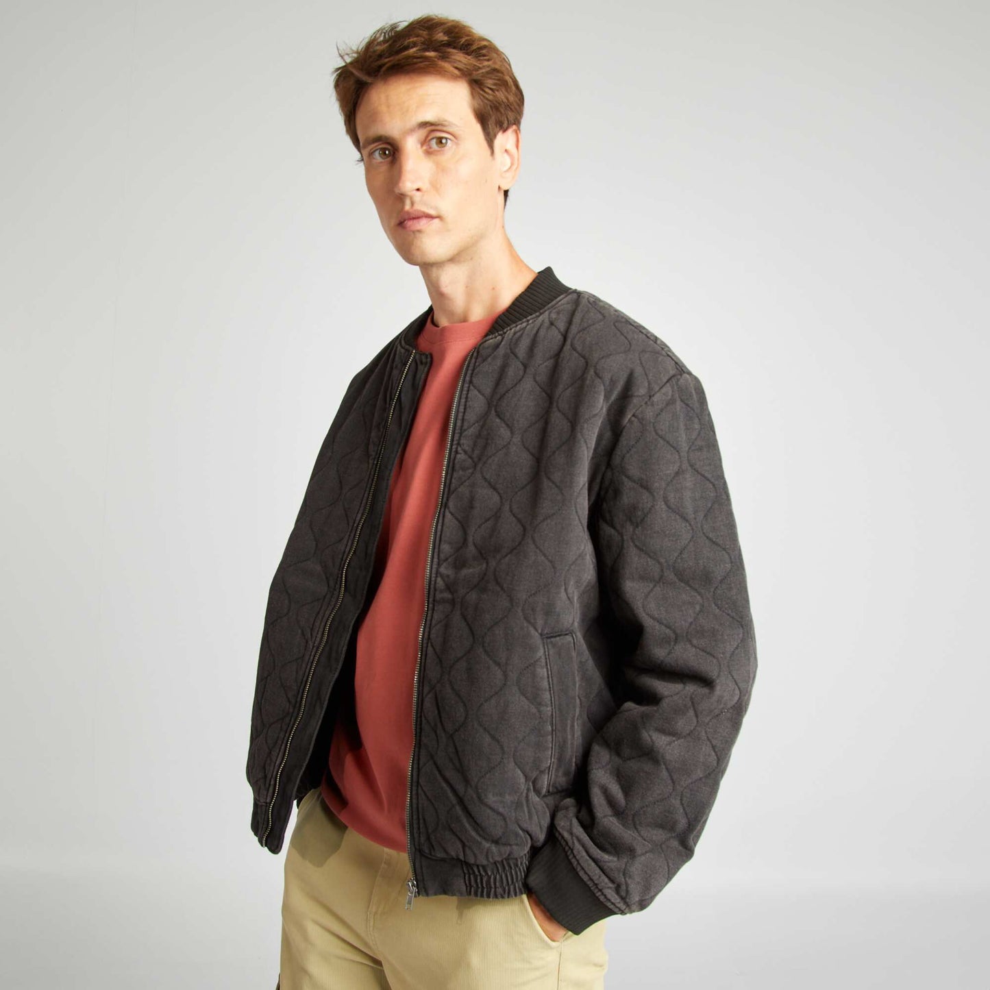 Veste aviateur matelassée GRIS FONCé