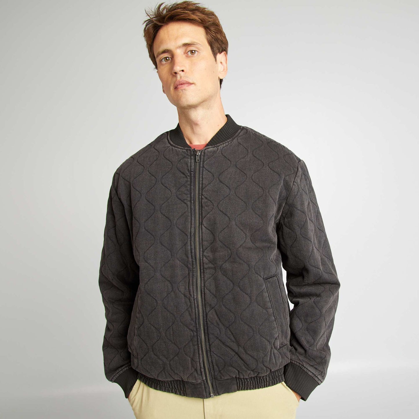 Veste aviateur matelassée GRIS FONCé