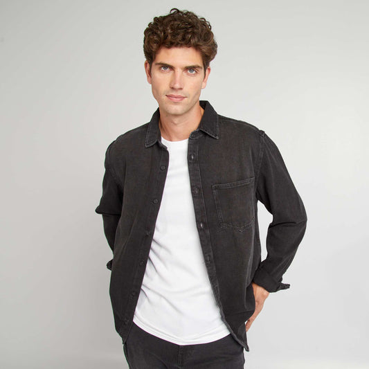 Chemise classique unie denim GRIS
