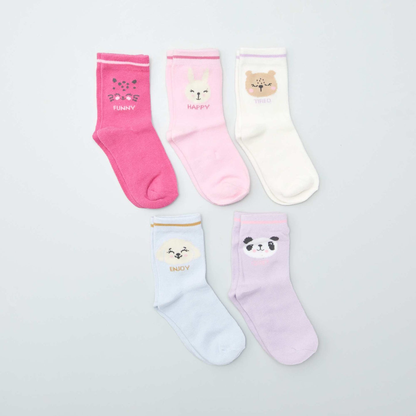 Lot de 5 paires de chaussettes colorées ROSE/BLEU/BLANC