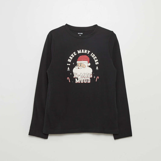 T-shirt imprimé manches longues NOIR