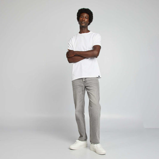 Pantalon denim straight 5 poches GRIS