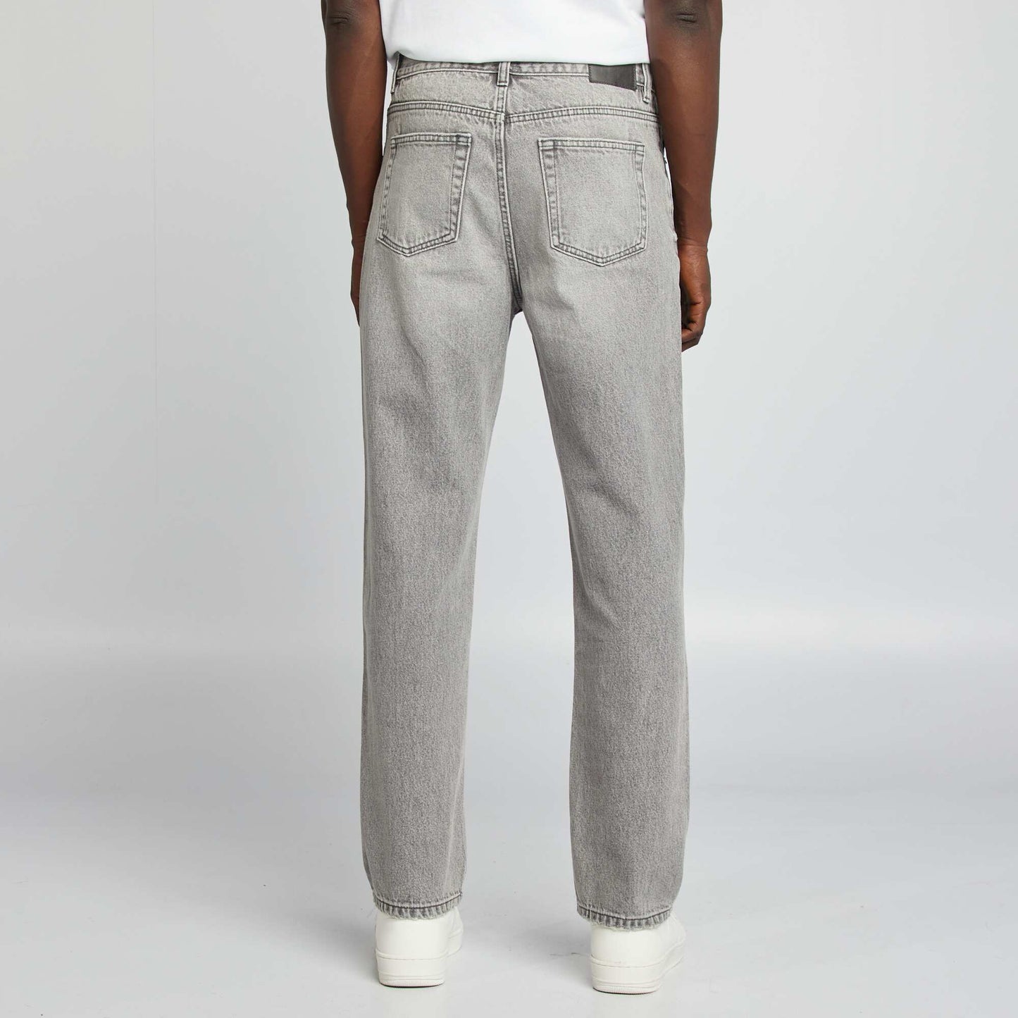 Pantalon denim straight 5 poches GRIS