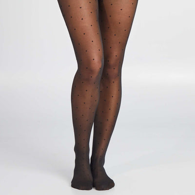 Collants plumetis à pois - 30D NOIR