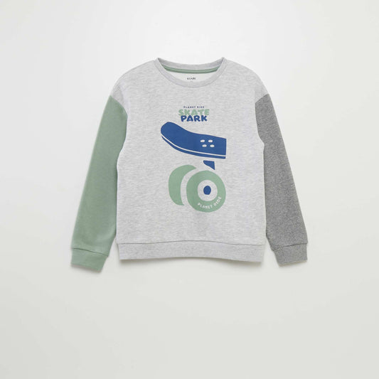 Sweat en molleton color-block GRIS
