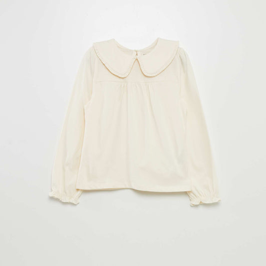 Tee-shirt avec col claudine CRèME
