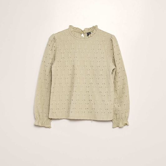 T-shirt en maille ajourée VERT