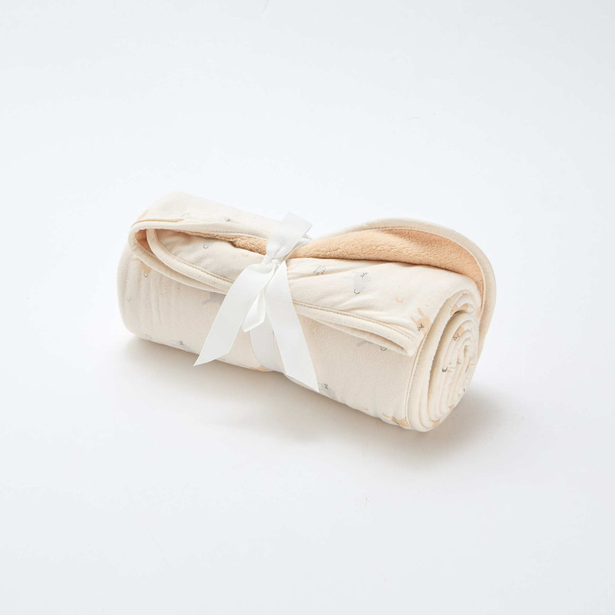 Couverture imprimée avec intérieur effet polaire BEIGE