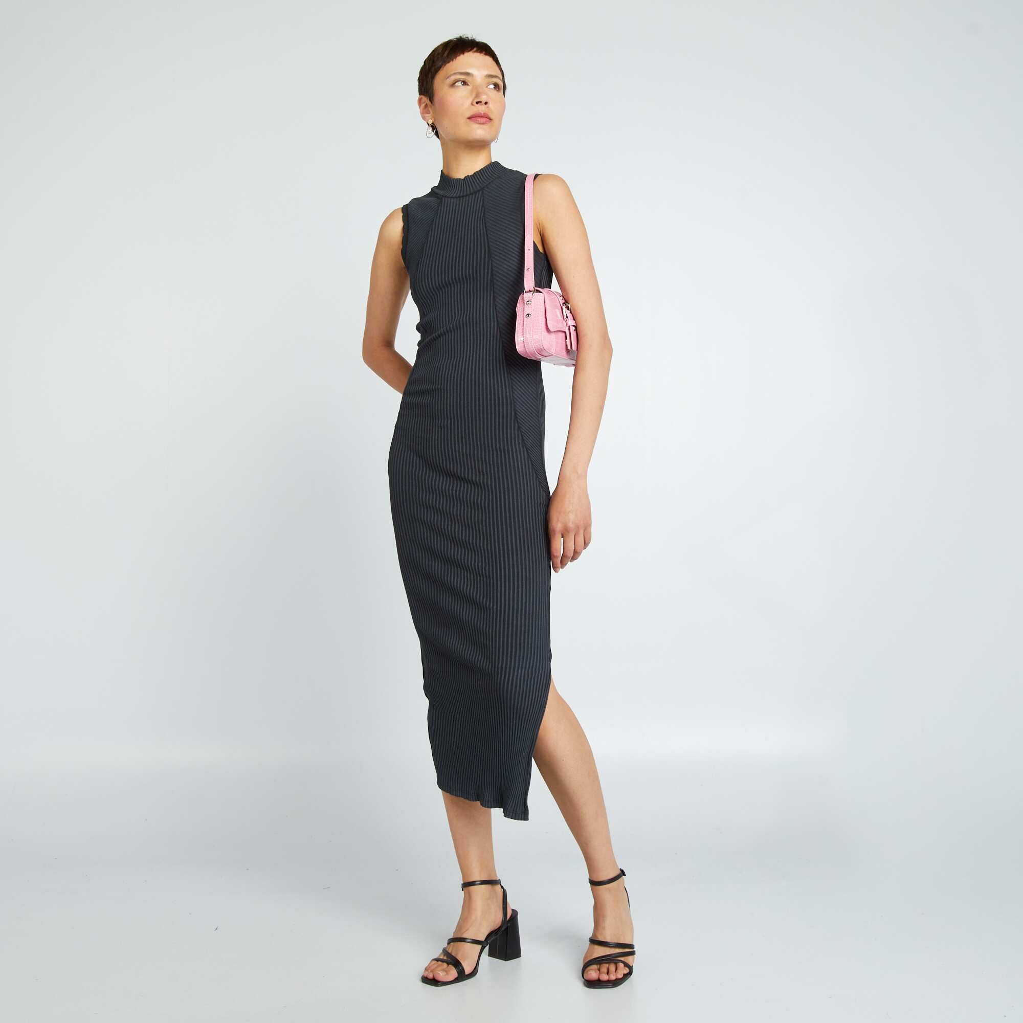 Robe longue cotele en matiere stretch Noir Kiabi Nouvelle Caledonie