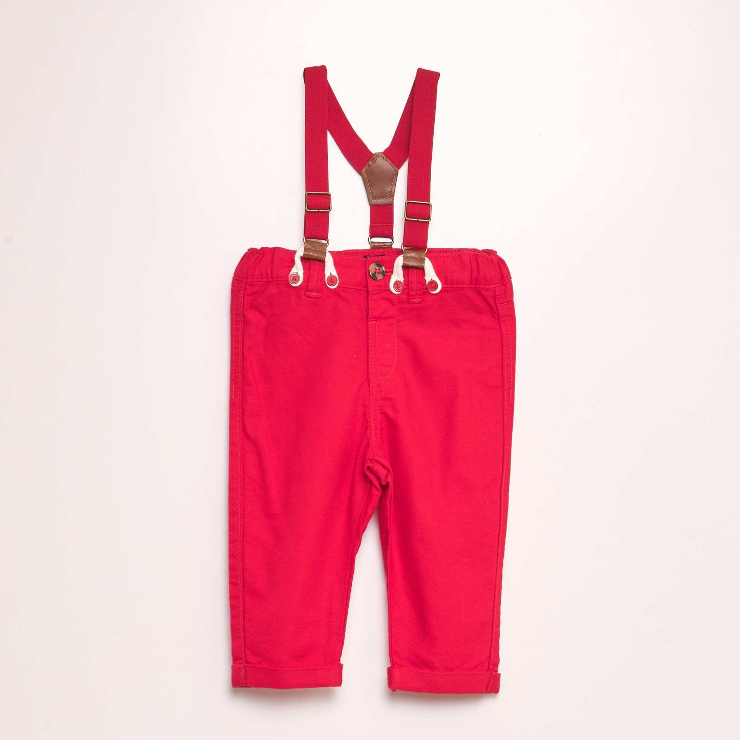 Pantalon chino + bretelles amovibles ROUGE