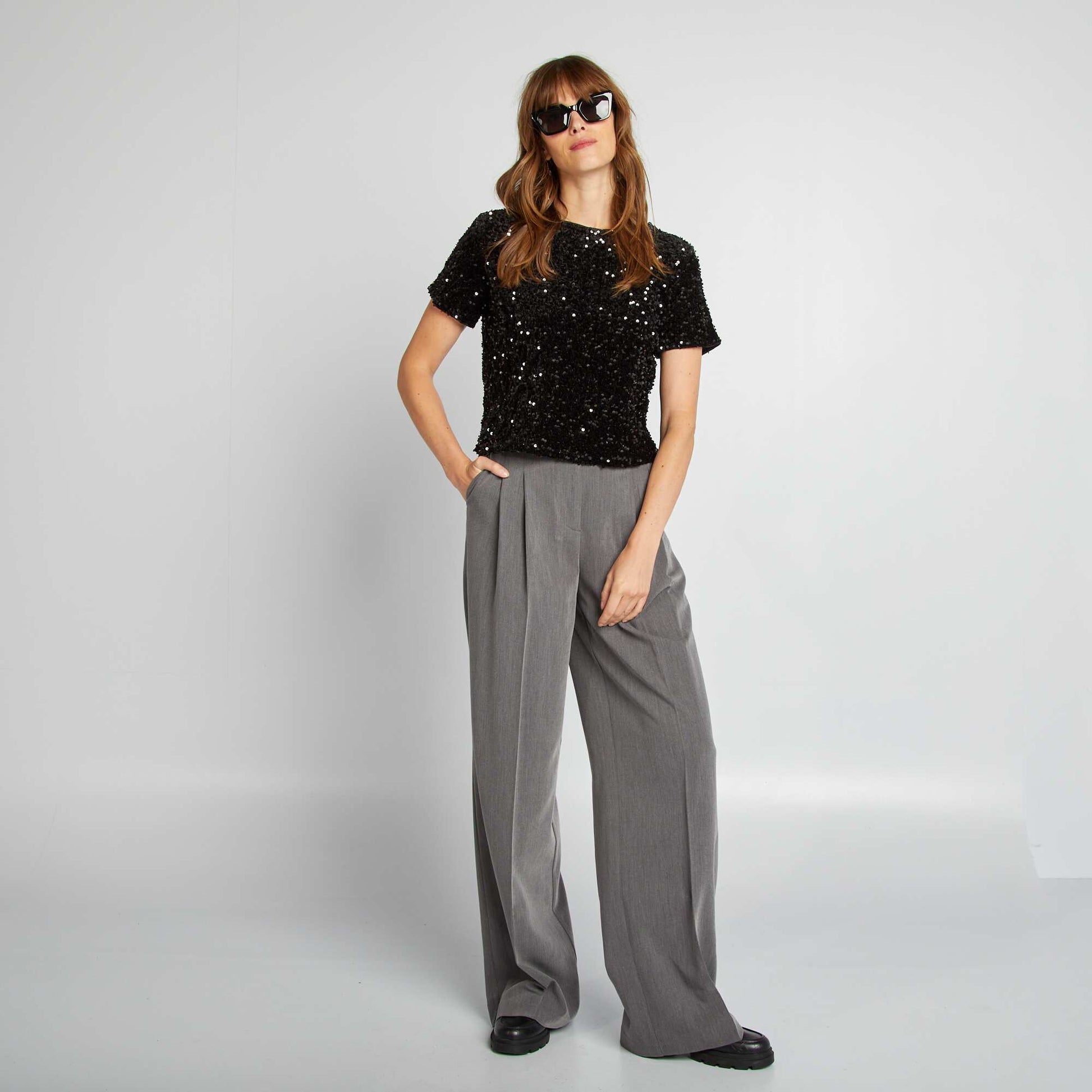 Tee-shirt de fêtes à sequins NOIR