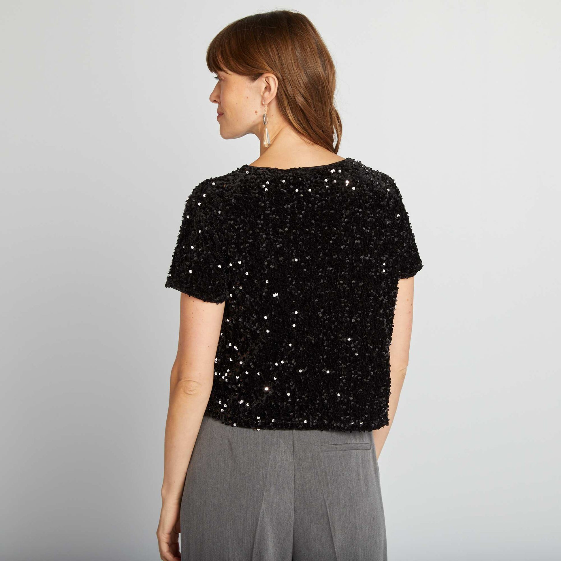 Tee-shirt de fêtes à sequins NOIR