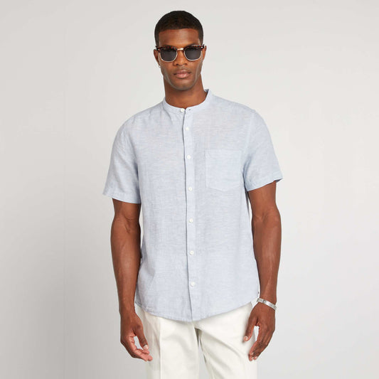 Chemise regular en lin mélangé BLEU