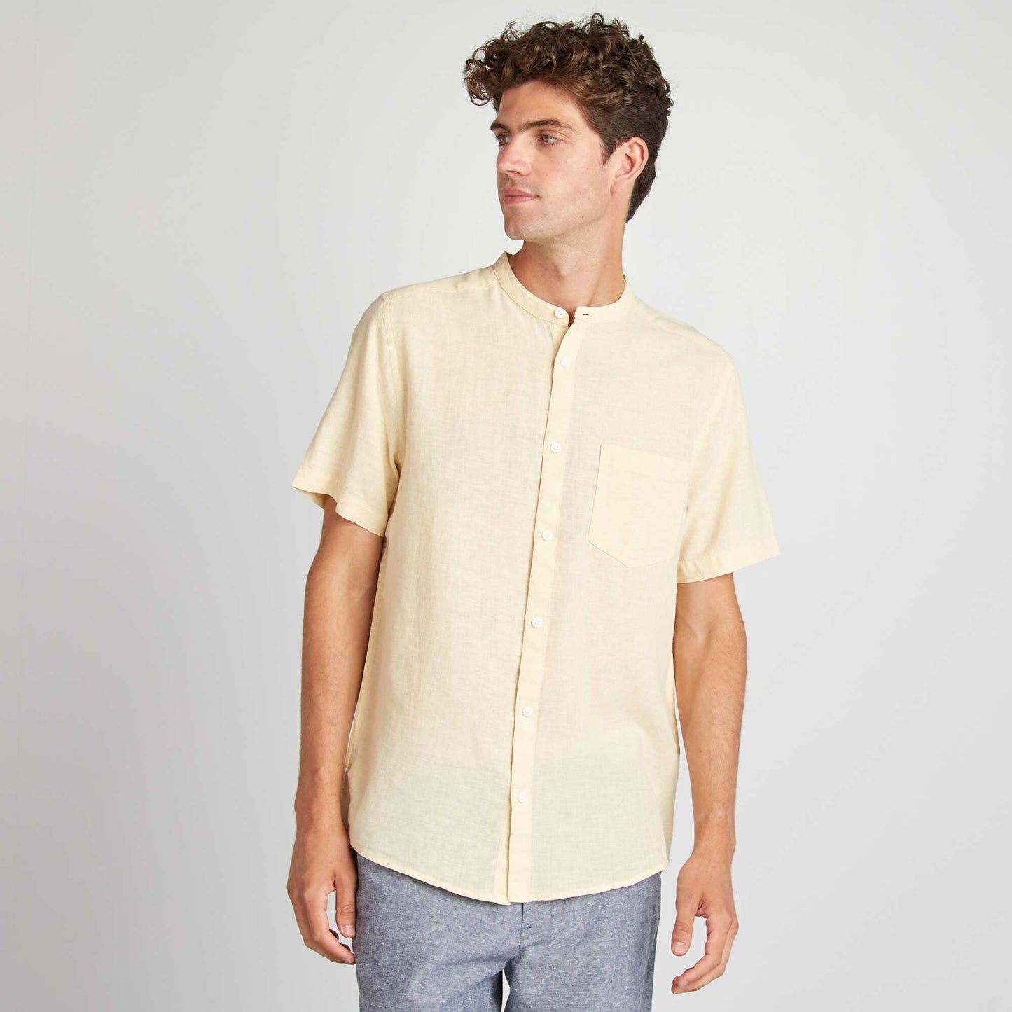 Chemise regular en lin mélangé ECRU