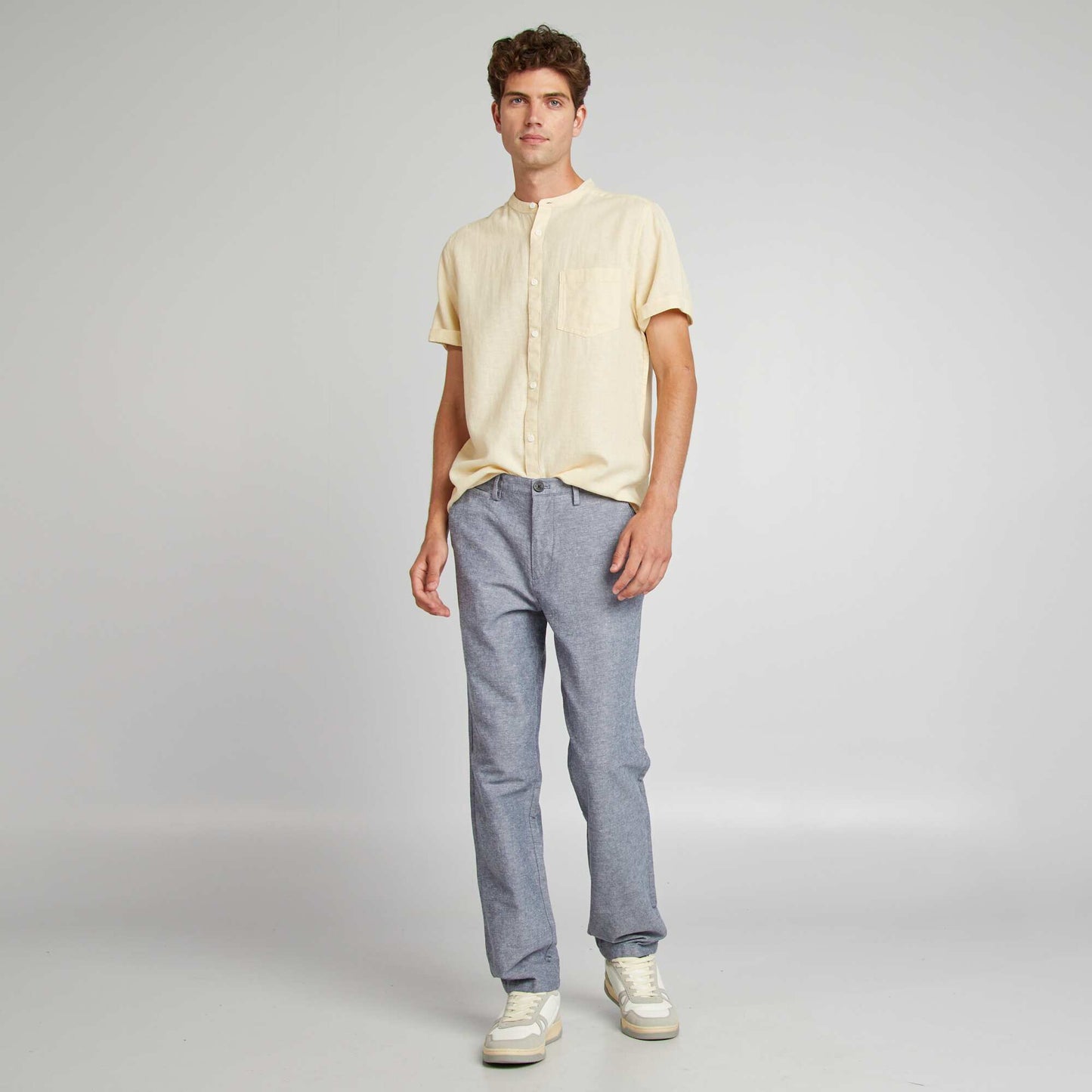 Chemise regular en lin mélangé ECRU