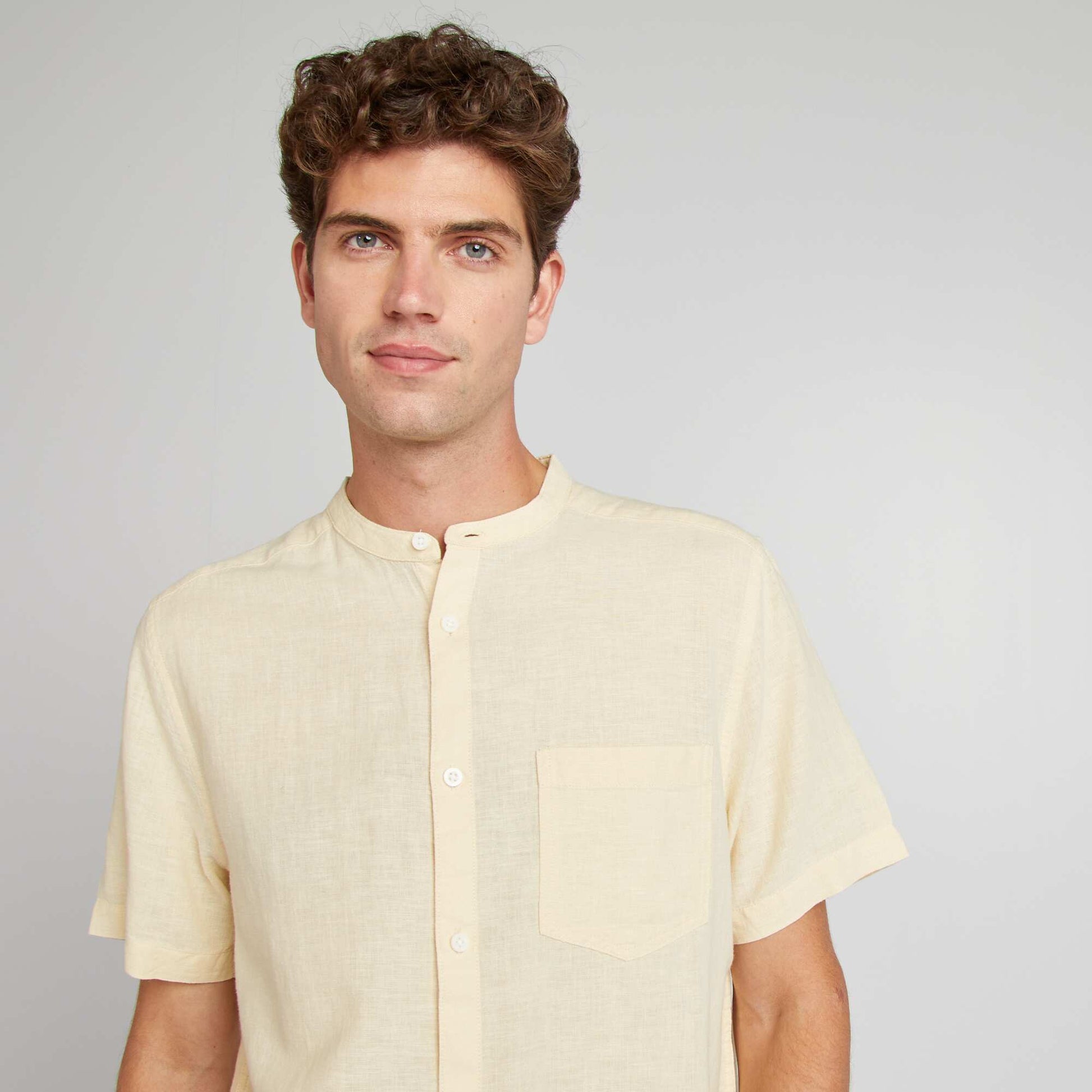 Chemise regular en lin mélangé ECRU