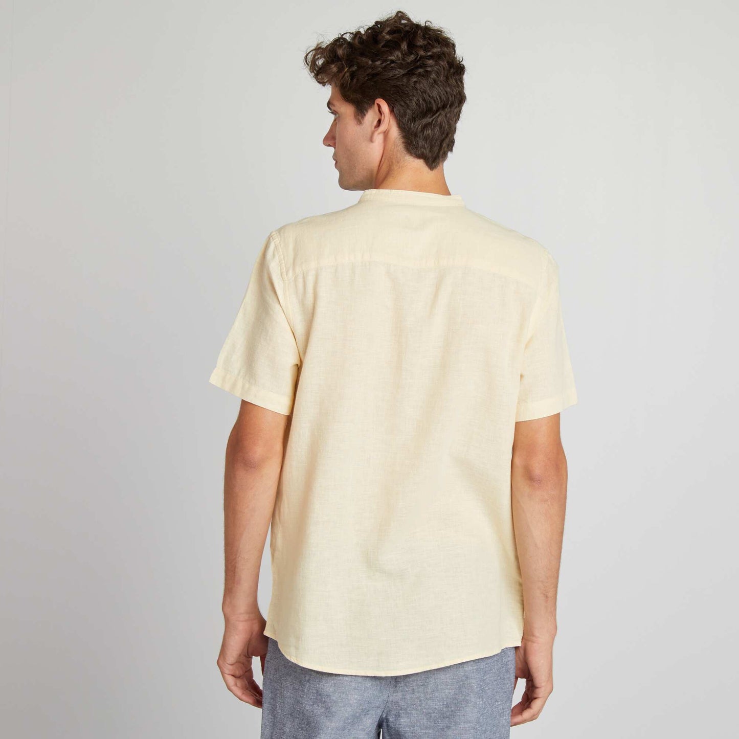 Chemise regular en lin mélangé ECRU