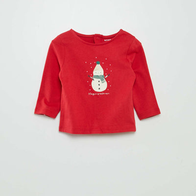 Tee-shirt imprimé de Noël ROUGE