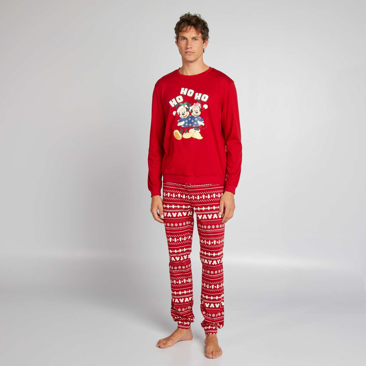 Ensemble pyjama en coton 'Mickey' et 'Minnie' ROUGE