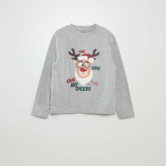 T-shirt animé Noël GRIS