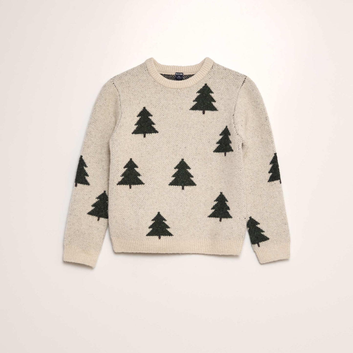 Pull jacquard à motifs sapins BEIGE