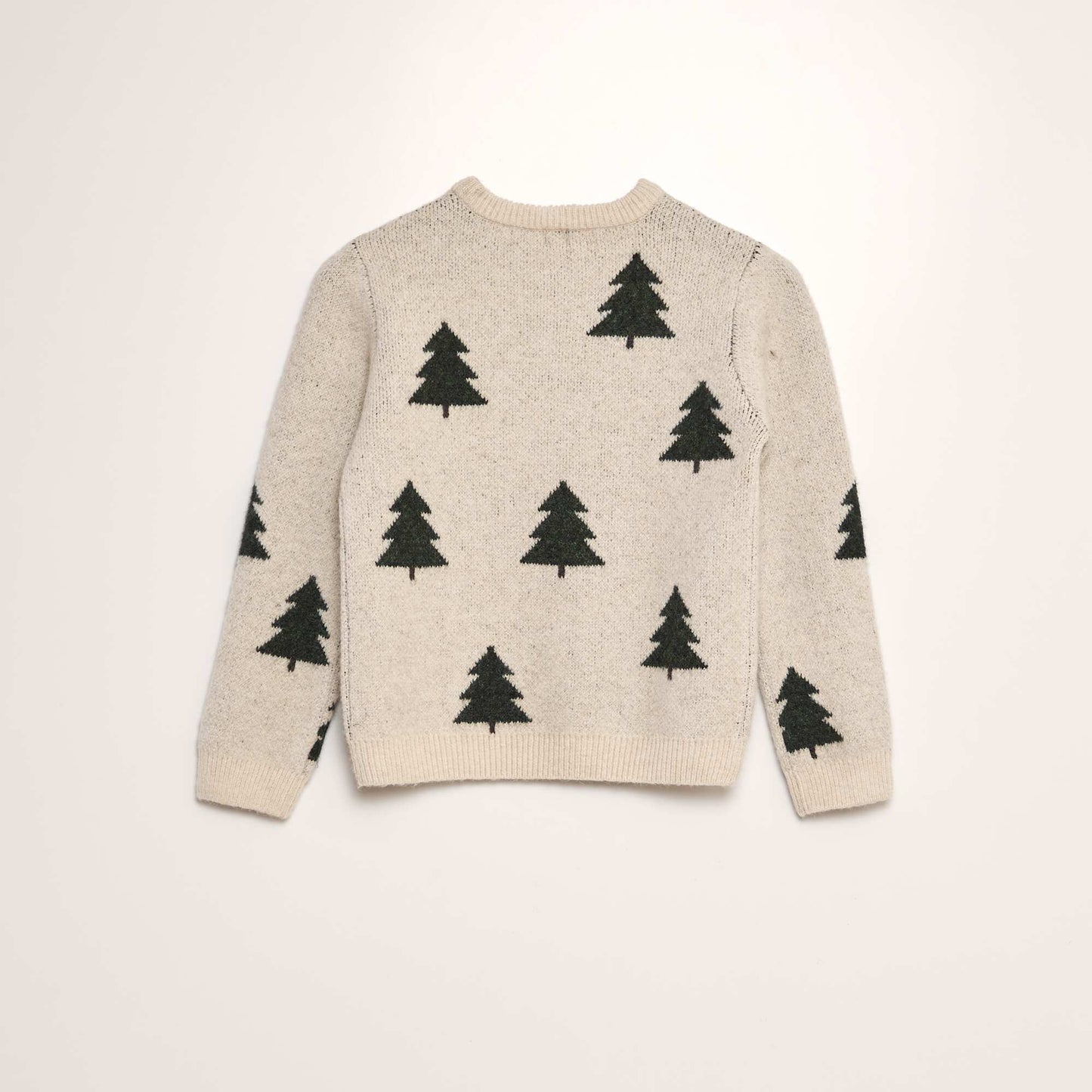 Pull jacquard à motifs sapins BEIGE