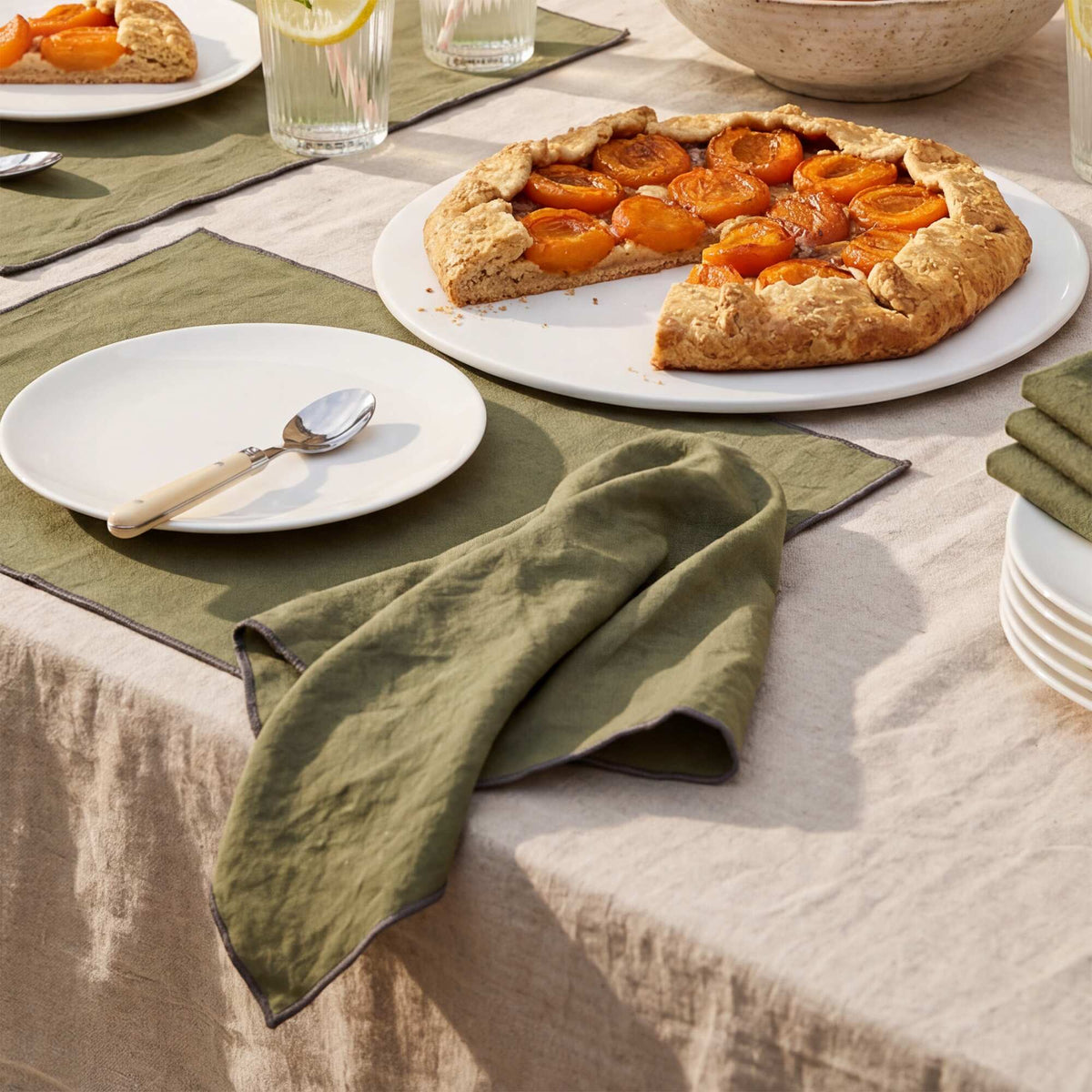 Lot de 2 sets de table/serviettes unis 2 en 1 32 x 40 cm - Kiabi Home KAKI