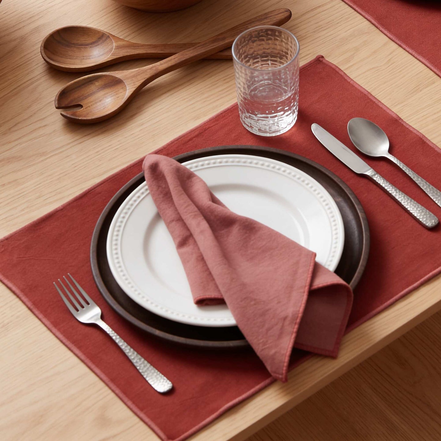 Lot de 2 sets de table/serviettes unis 2 en 1 32 x 40 cm - Kiabi Home VIEUX ROSE