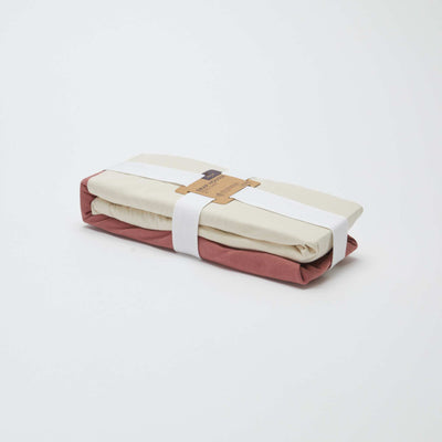 Lot de 2 draps housses - 60 x120 cm BLANC/ROUGE