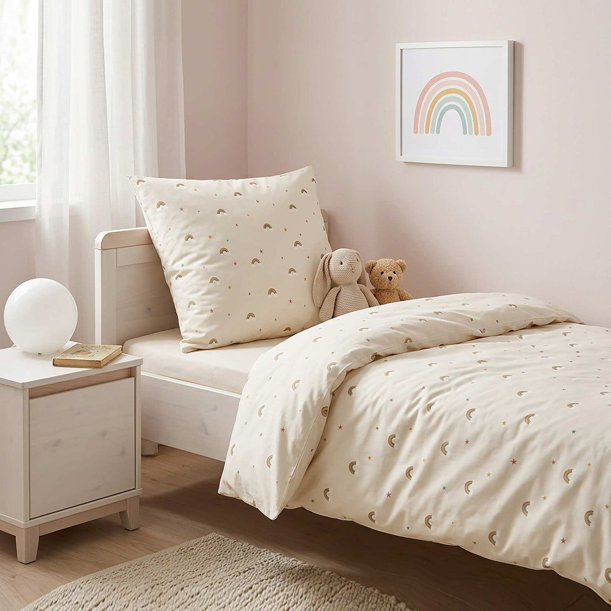 Parure de lit housse de couette (140 x 200cm)  + taie d'oreiller - 2 pièces BEIGE
