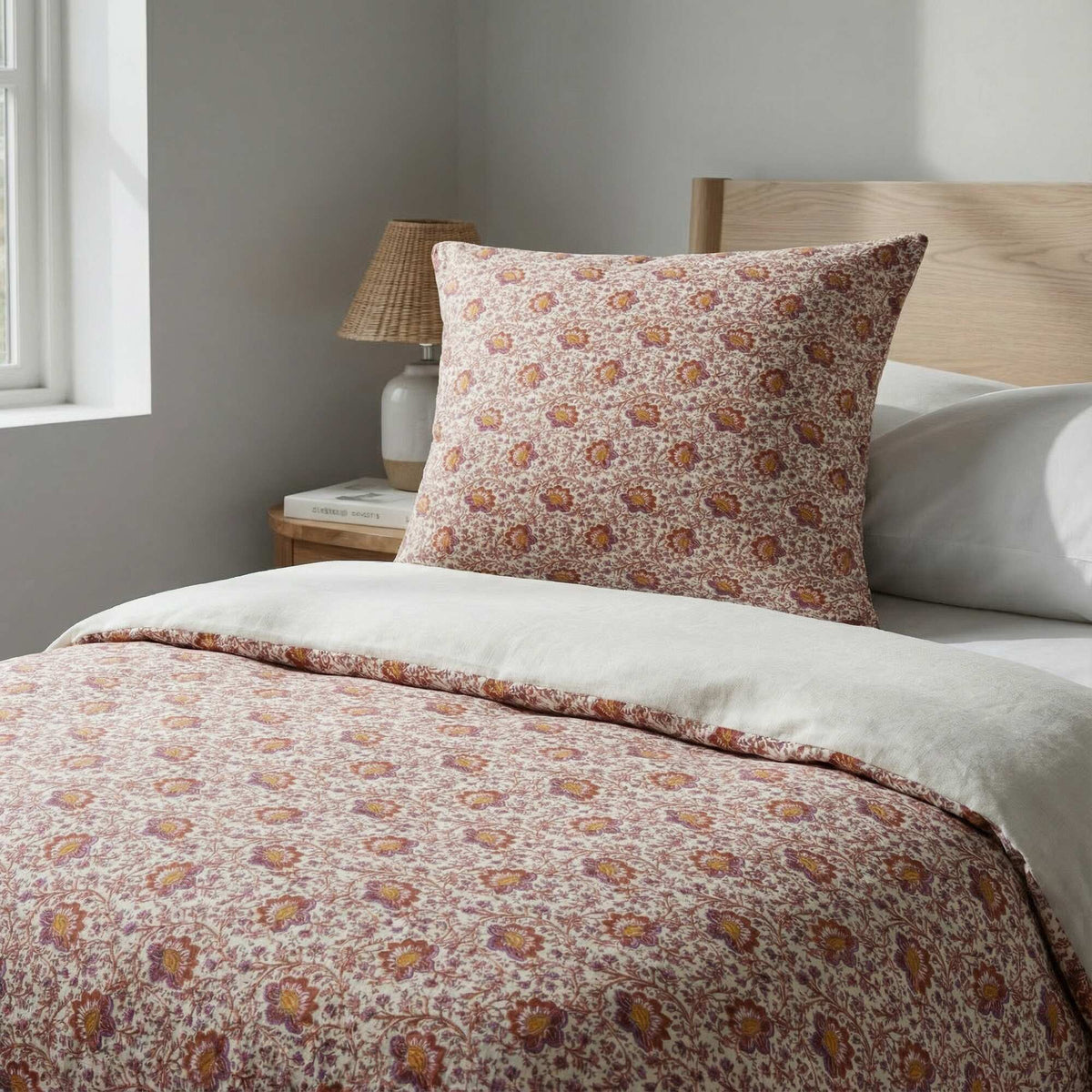 Parure de lit 1 personne 140 x 200cm en coton 57 fils - Kiabi Home BEIGE FLEURI