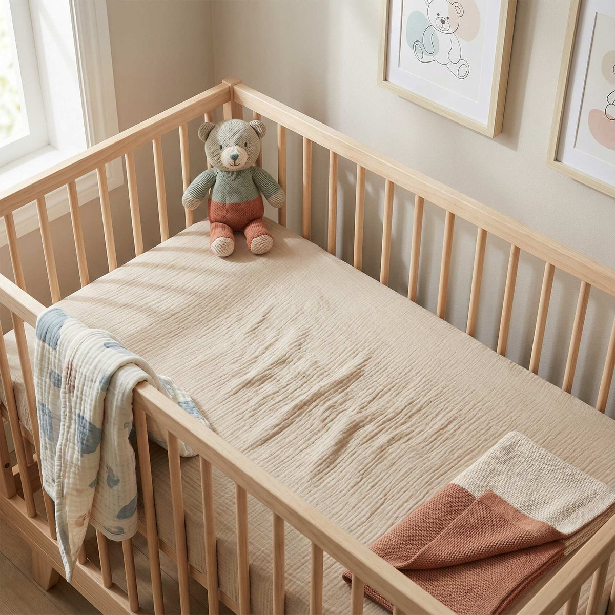 Drap housse lit bébé 60 x 120 cm en double gaze de coton - Kiabi Home BEIGE