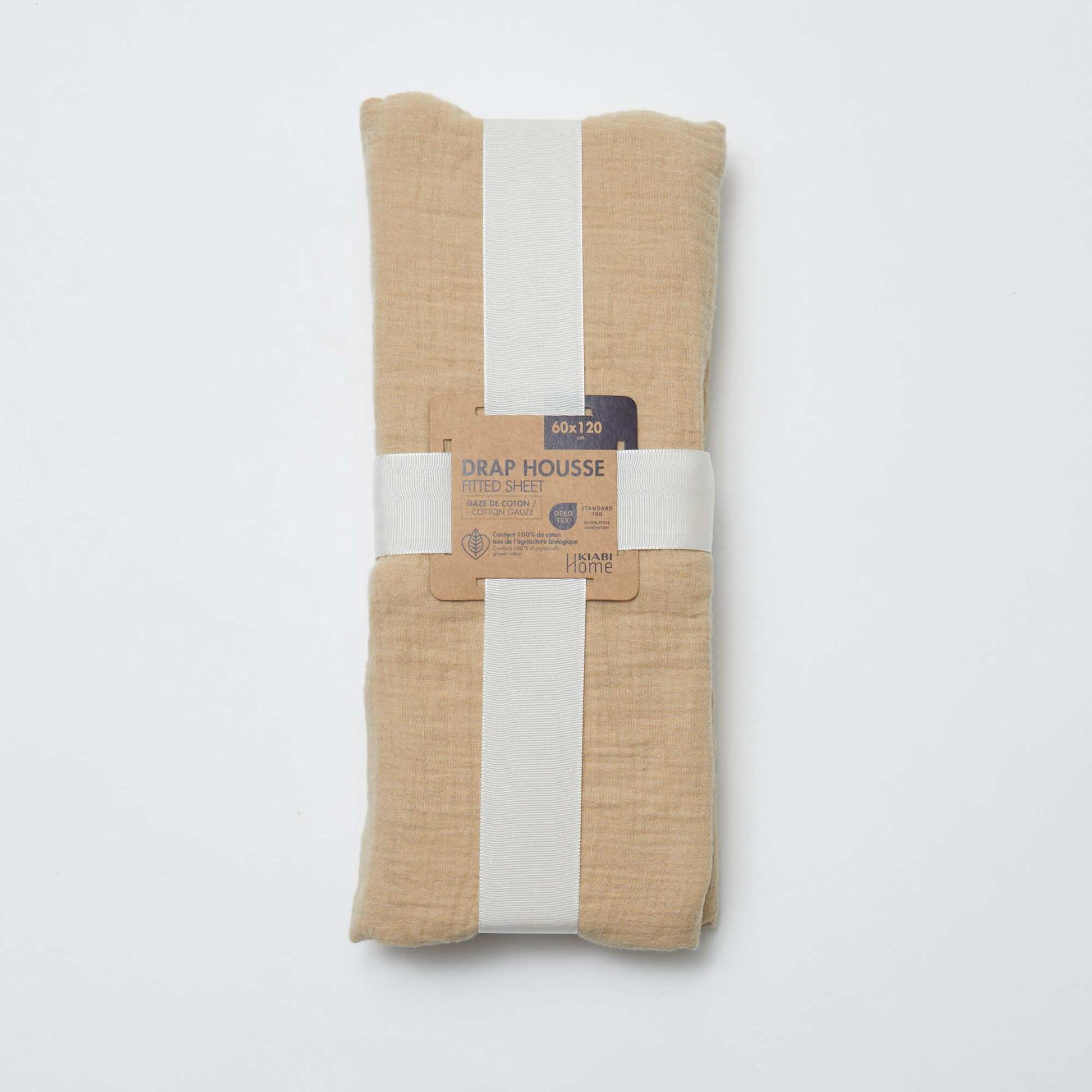 Drap housse lit bébé 60 x 120 cm en double gaze de coton - Kiabi Home BEIGE