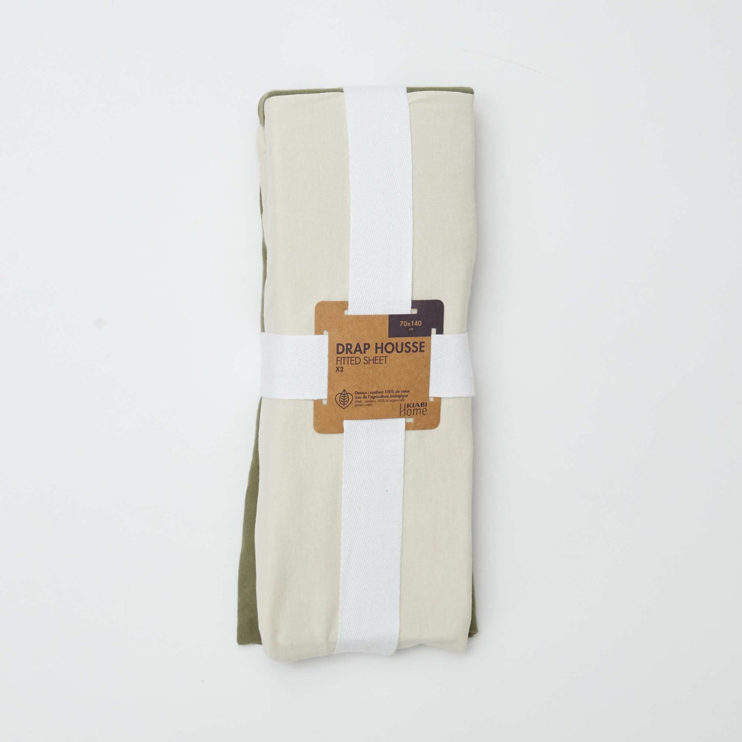 Lot de 2 draps housse bébé (70x140) en jersey - Kiabi Home KAKI