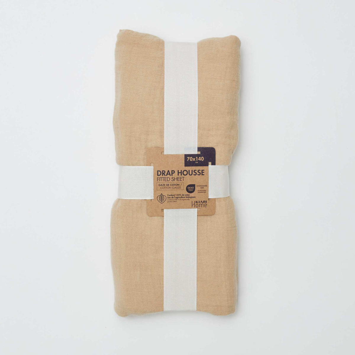 Drap housse lit bébé 70 x 140 cm en double gaze de coton - Kiabi Home BEIGE