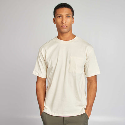 T-shirt uni avec poche poitrine ECRU
