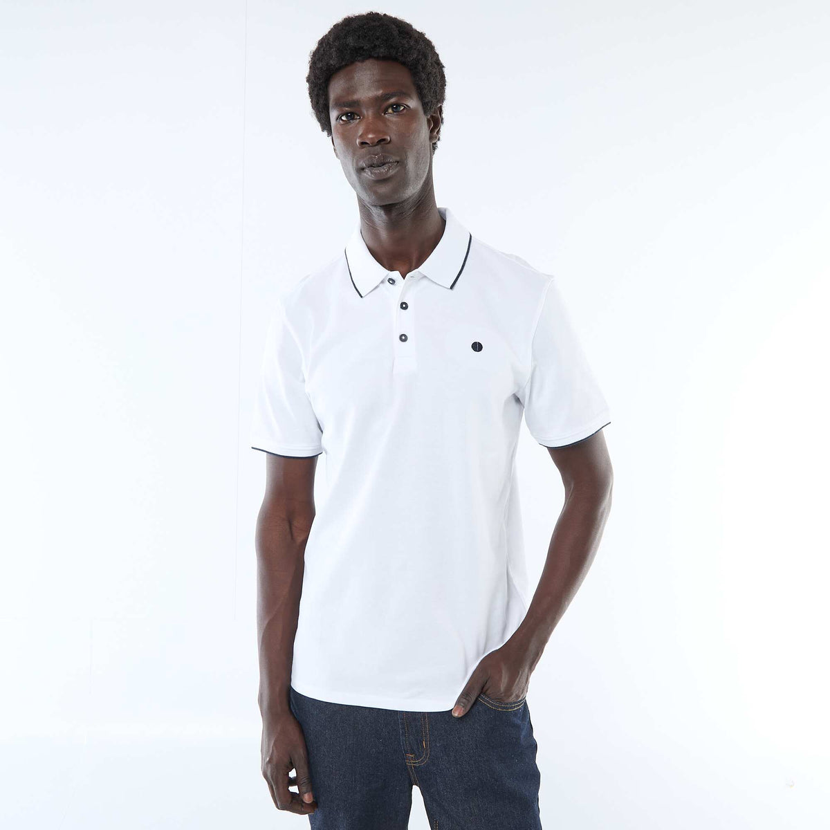 Polo en piqué  de coton BLANC