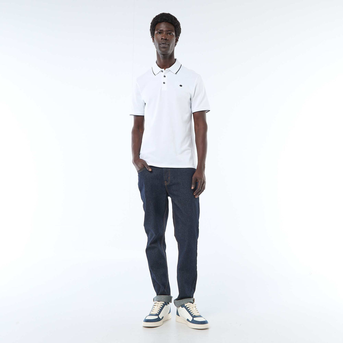 Polo en piqué  de coton BLANC