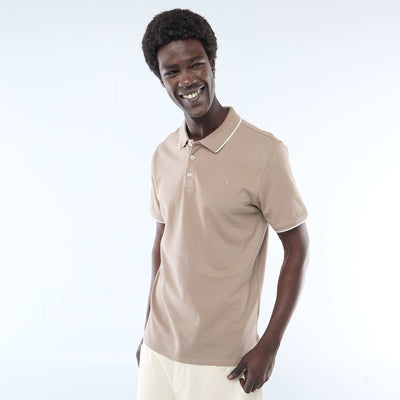 Polo en piqué  de coton BEIGE