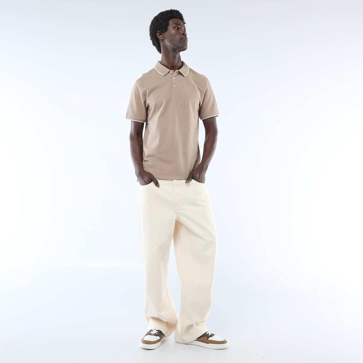 Polo en piqué  de coton BEIGE