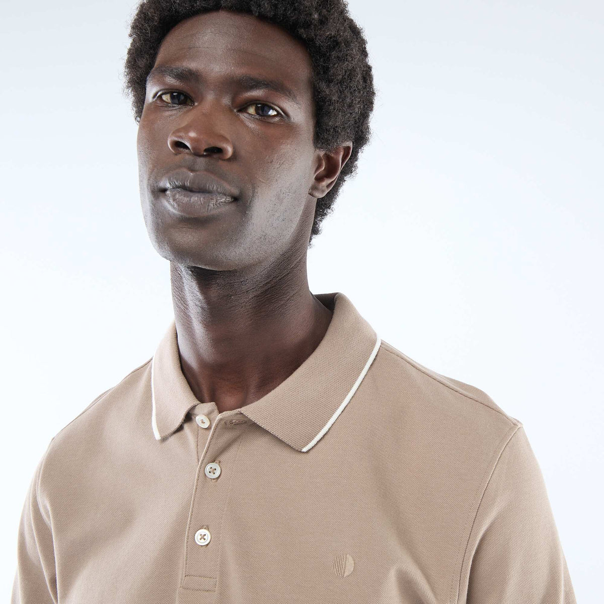 Polo en piqué  de coton BEIGE