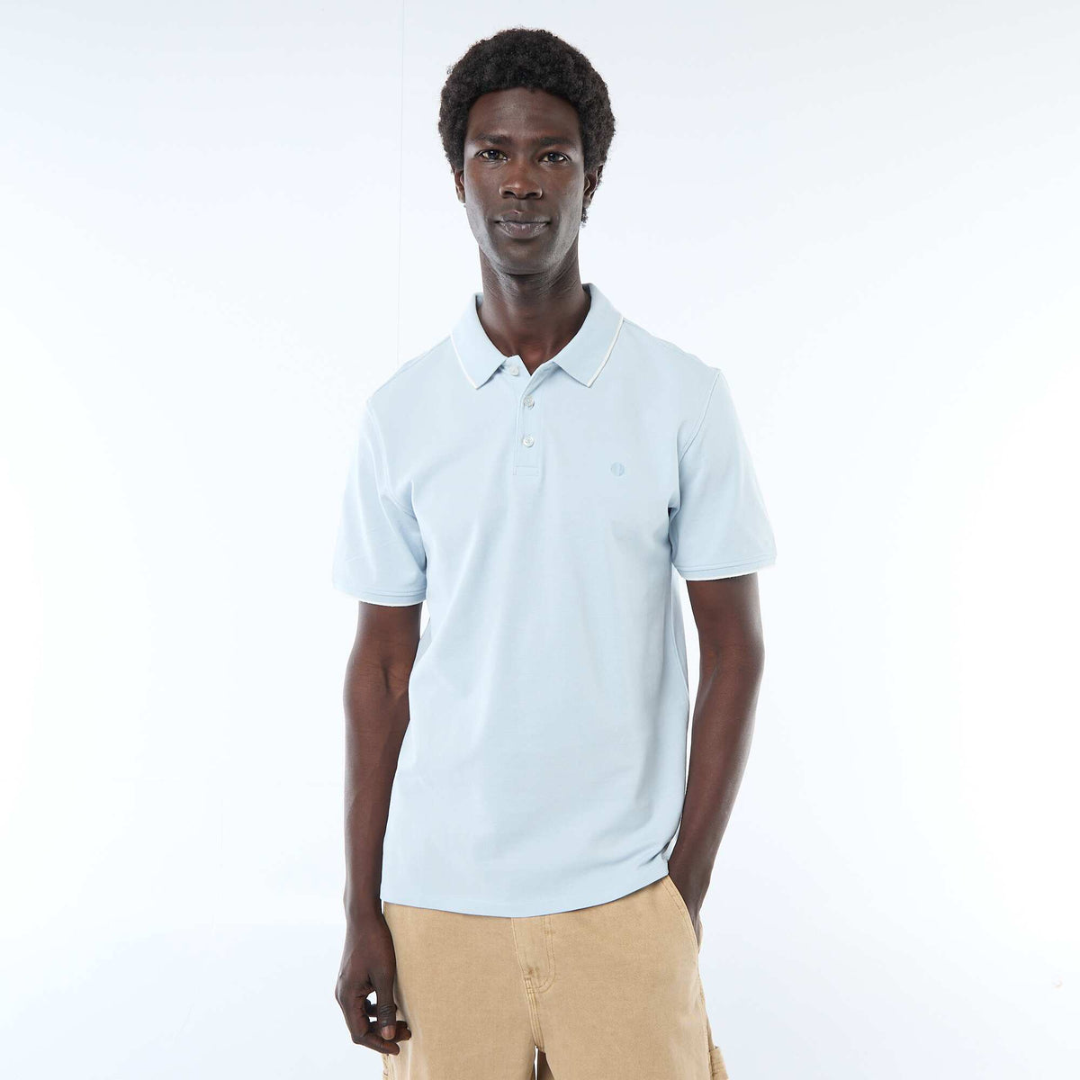 Polo en piqué  de coton BLEU