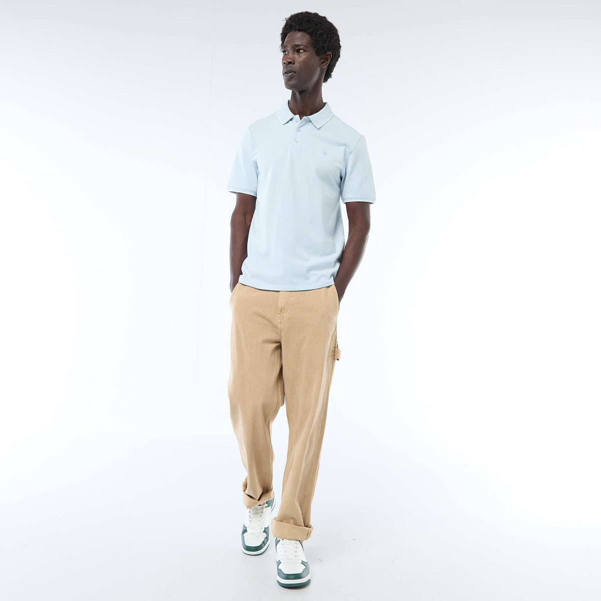 Polo en piqué  de coton BLEU