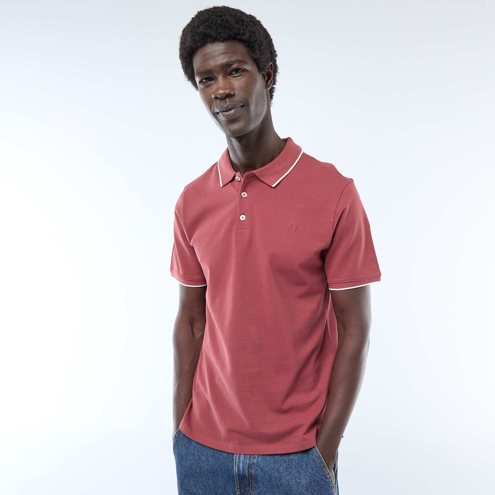 Polo en piqué  de coton ROUGE