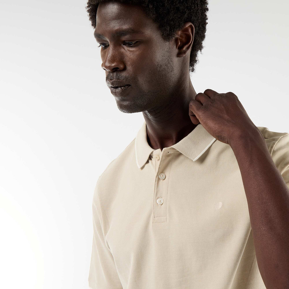 Polo en piqué  de coton BEIGE