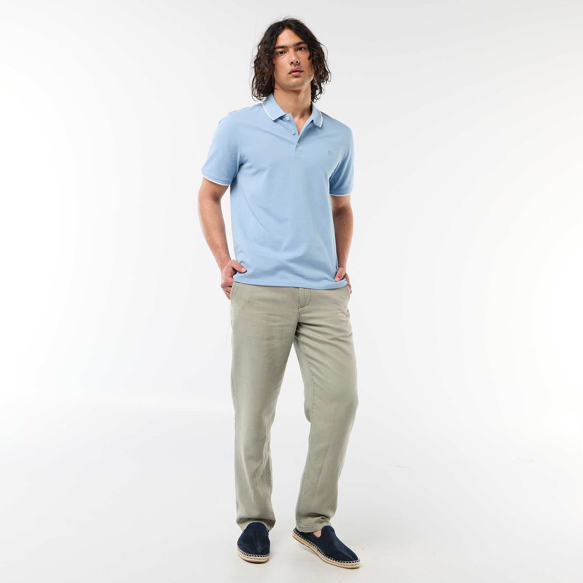 Polo en piqué  de coton BLEU