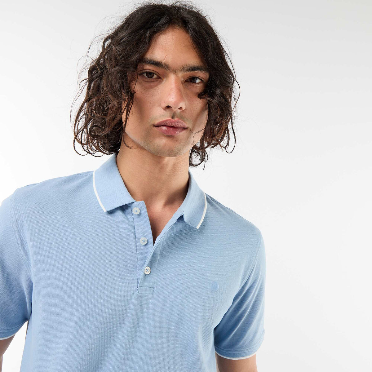 Polo en piqué  de coton BLEU