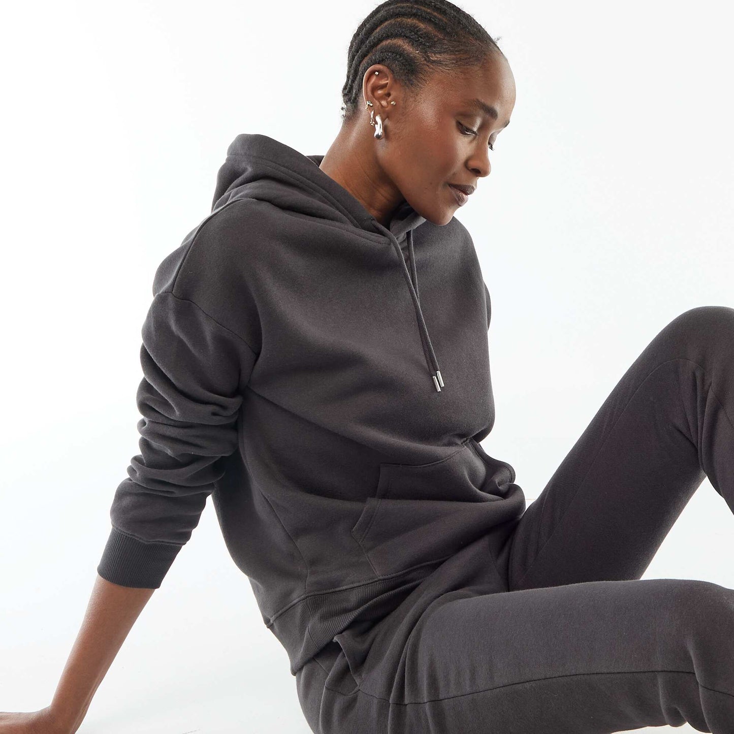 Sweat à capuche uni GRIS